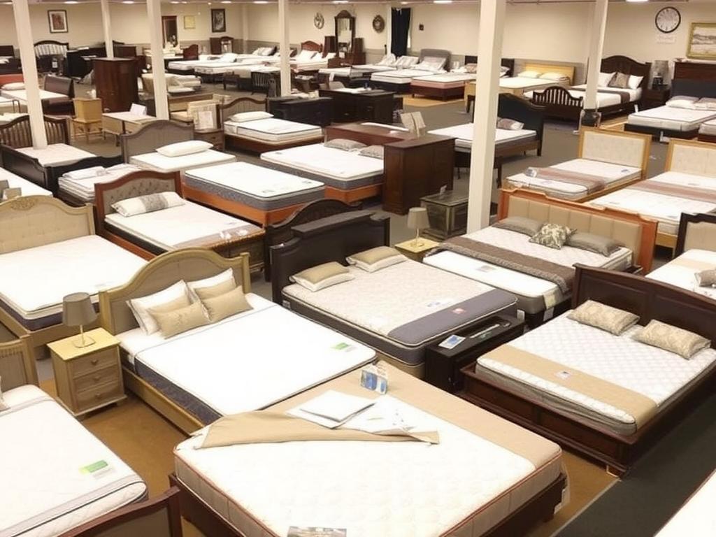 Slaapkamer opstelling met verschillende bedden en matrassen Slaapkamer opstelling met verschillende bedden en matrassen