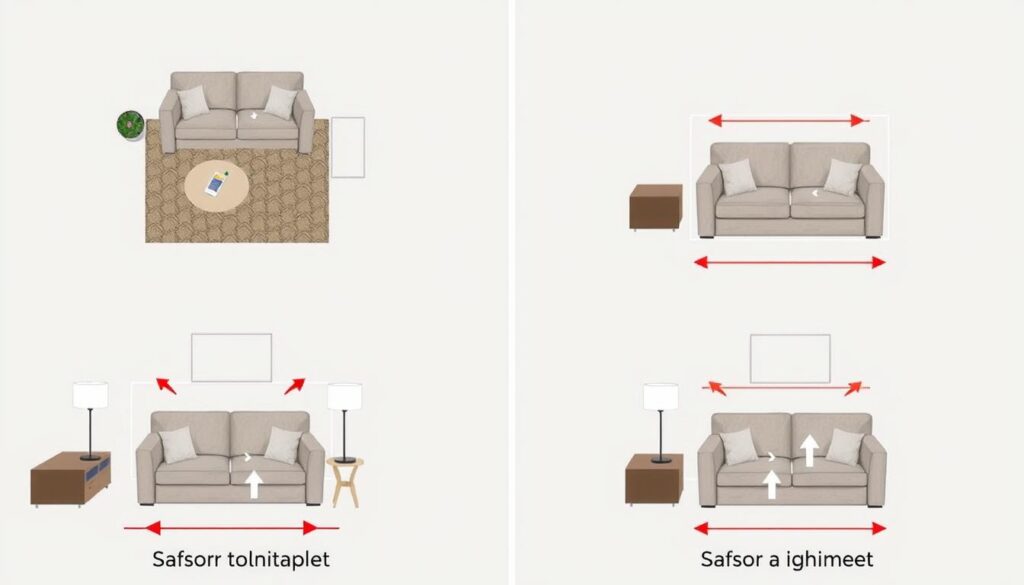 Slimme plaatsing van bank in kleine woonkamer Slimme plaatsing van bank in kleine woonkamer