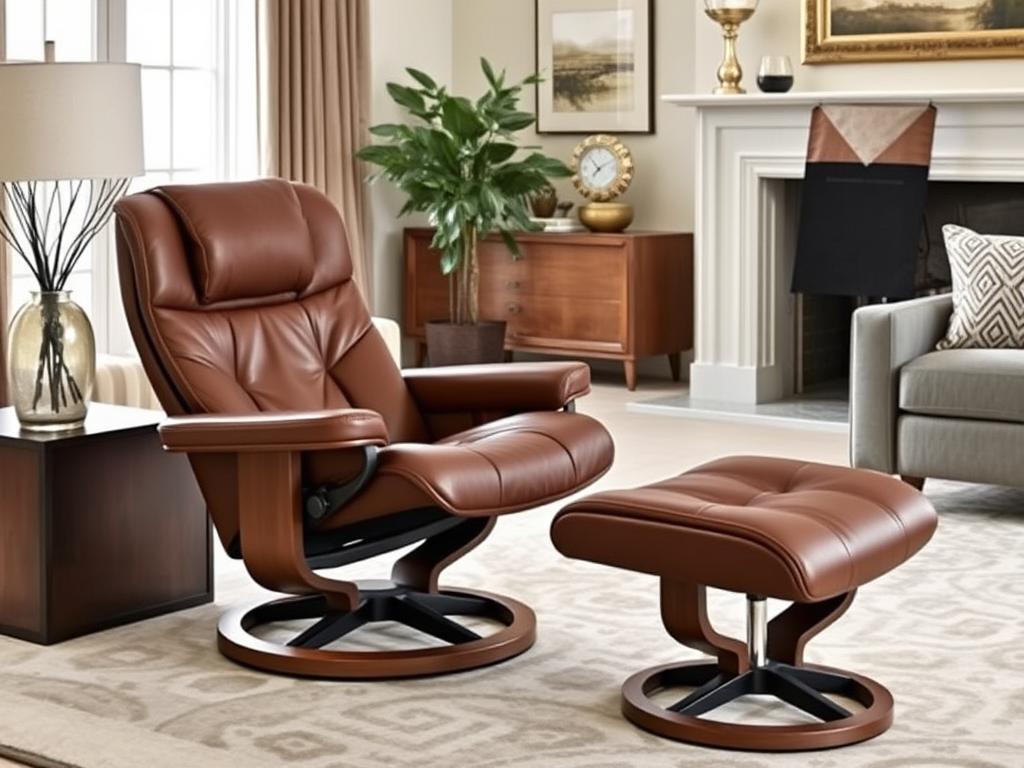 Stressless loungestoel met verstelbare hoofdsteun en voetenbank Stressless loungestoel met verstelbare hoofdsteun en voetenbank