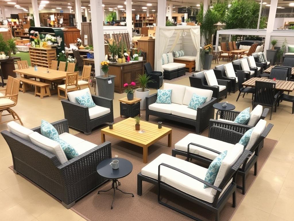 Tuinmeubelen opstelling met verschillende buitenmeubels Tuinmeubelen opstelling met verschillende buitenmeubels
