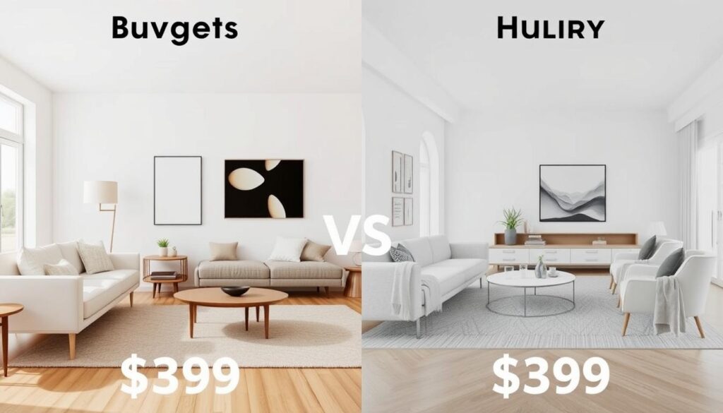 Vergelijking tussen budget en luxe inrichting voor kosten inrichten huis Vergelijking tussen budget en luxe inrichting voor kosten inrichten huis