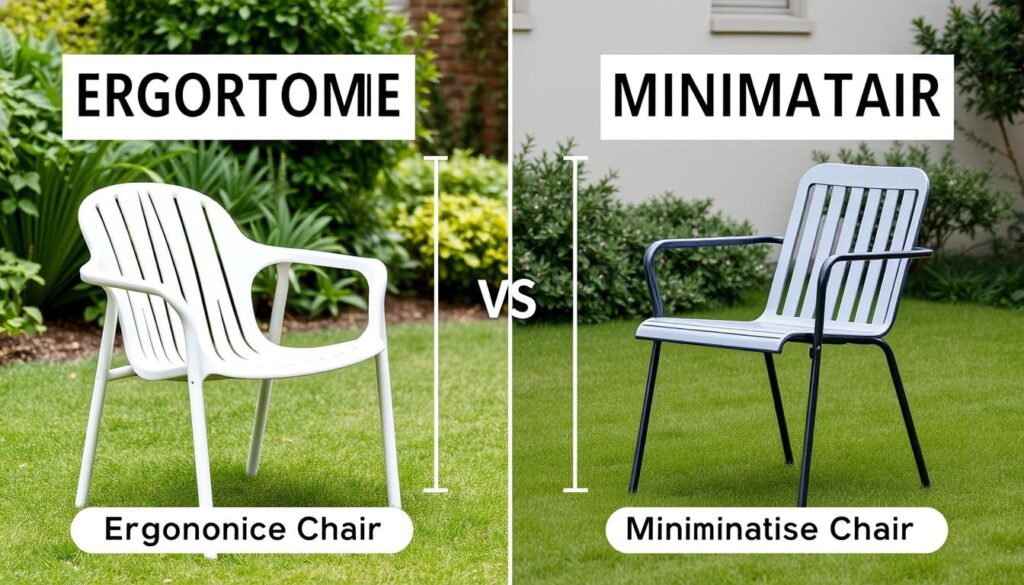Vergelijking tussen ergonomische en minimalistische tuinstoelen en hun tuinstoel breedte Vergelijking tussen ergonomische en minimalistische tuinstoelen en hun tuinstoel breedte