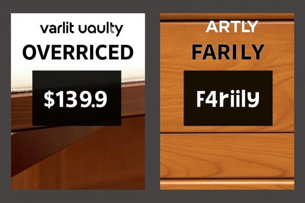 Vergelijking tussen overpriced en eerlijk geprijsde meubels met dezelfde kwaliteit Vergelijking tussen overpriced en eerlijk geprijsde meubels met dezelfde kwaliteit
