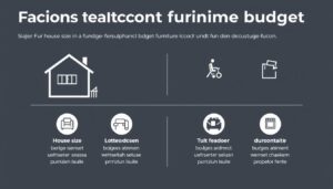 Verschillende factoren die het budget voor meubels bepalen, inclusief woninggrootte, kwaliteitsniveau en levensstijl