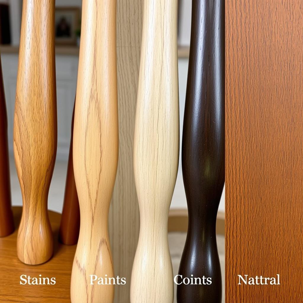 Verschillende houtafwerkingen voor spijlenstoelen Verschillende houtafwerkingen voor spijlenstoelen