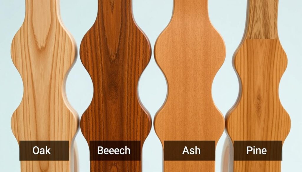 Verschillende houtsoorten voor houten stoelen eetkamer naast elkaar Verschillende houtsoorten voor houten stoelen eetkamer naast elkaar