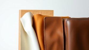 Verschillende meubelmaterialen zoals hout, stof en leer die de levensduur van meubels beïnvloeden