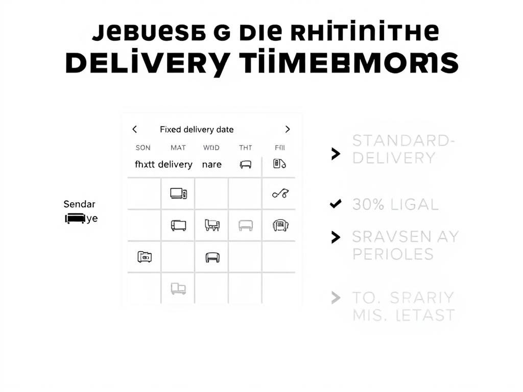 Verschillende soorten levertijden voor meubels visueel weergegeven op een kalender Verschillende soorten levertijden voor meubels visueel weergegeven op een kalender