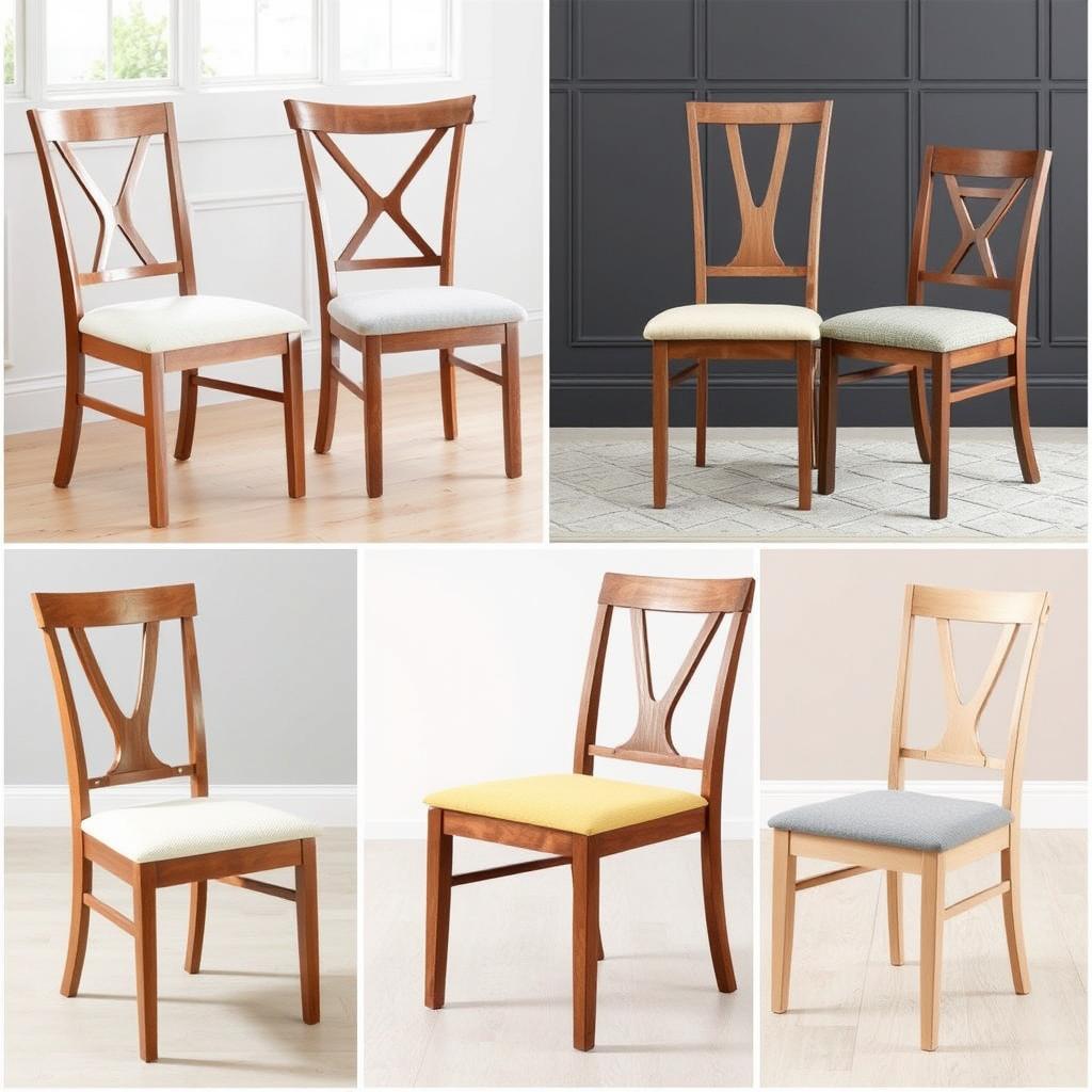 Verschillende stijlen eetkamerstoelen hout met stof