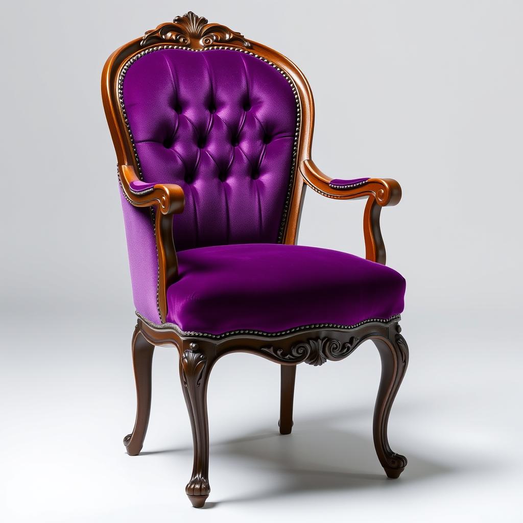 Vintage paarse eetkamerstoel met houtdetails