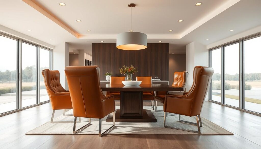 interieur met leren stoelen