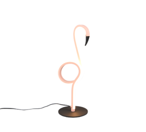 De REALITY Tafellamp INGO is een moderne tafellamp met een zwarte ronde voet en een witte, gloeiende LED-buis in de vorm van een abstracte lus en curve voor een artistieke look.