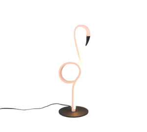 De REALITY Tafellamp INGO is een moderne tafellamp met een zwarte ronde voet en een witte, gloeiende LED-buis in de vorm van een abstracte lus en curve voor een artistieke look.