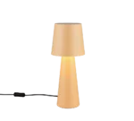 De TRIO Tafellamp NUBIAN is een moderne, minimalistische tafellamp met een warmbeige conische voet en bijpassende kap. De lamp is verlicht en wordt geleverd met een zwart netsnoer en schakelaar.