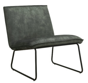 De Fauteuil James - Velvet Groen is een moderne accentstoel met een donkergroene fluwelen zitting en rugleuning, slanke zwarte metalen poten en een minimalistisch armloos ontwerp.