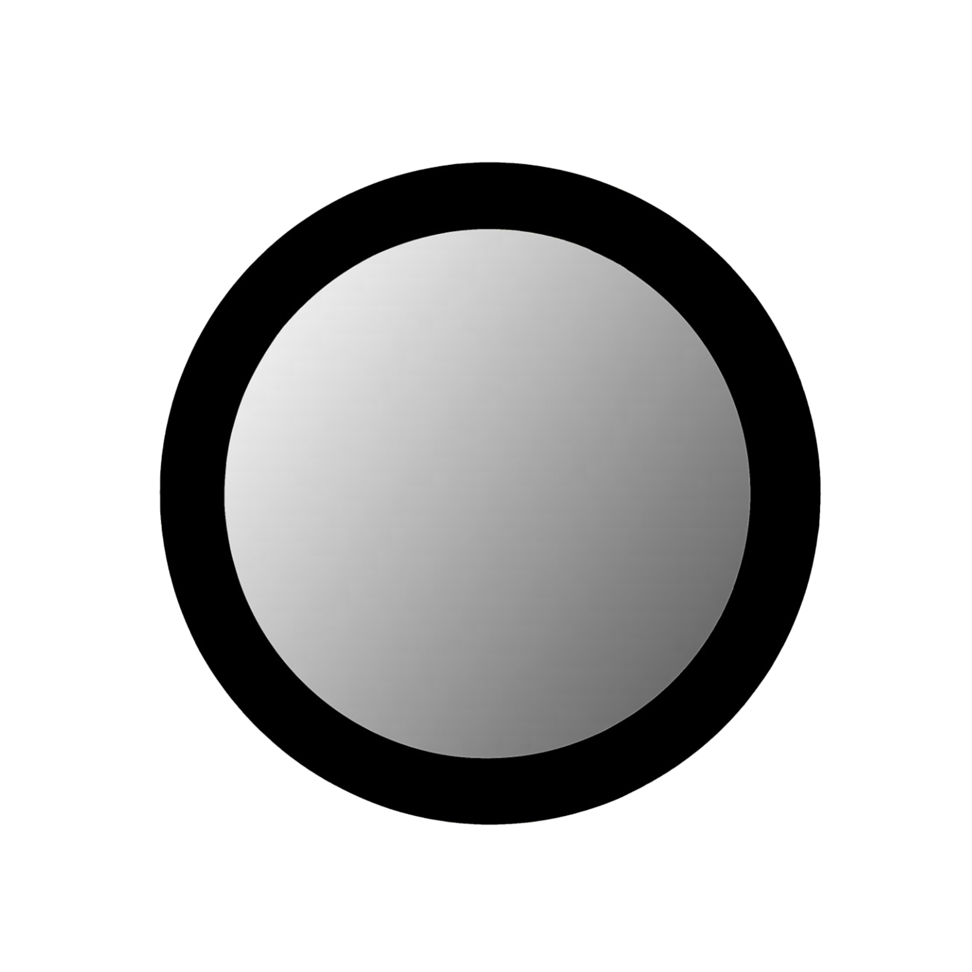 De Spiegel Dide | 40 cm | Zwart heeft een cirkel in grijstinten met een verloop van licht naar donker, een dikke zwarte rand en een witte achtergrond.