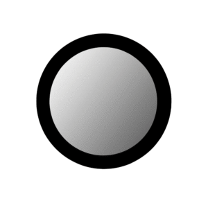 De Spiegel Dide | 80 cm | Zwart heeft een gedurfd cirkelvormig ontwerp met een grijs midden, zwarte rand en witte achtergrond voor een eenvoudige, opvallende look.