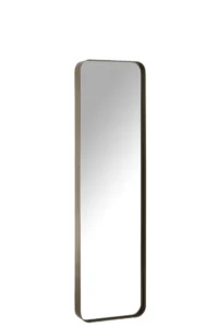 De spiegel Markus Metal/Glass Black S is een hoge, rechthoekige spiegel met afgeronde hoeken en een slank zwart metalen frame, rechtopstaand tegen een witte achtergrond.