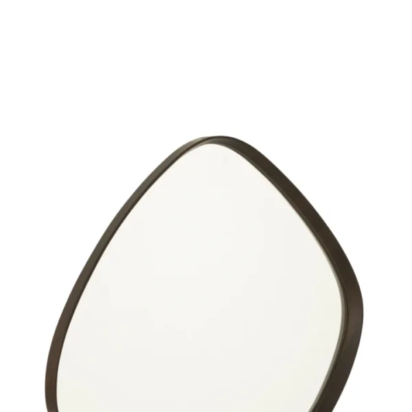 A Hanging Mirror Abstracte spiegel met een onregelmatige vorm en MDF donkerbruine lijst, klein formaat, wordt getoond tegen een effen witte achtergrond.