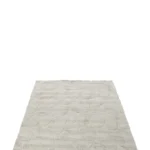 Het Vloerkleed Steenpatroon Polyester Grijs Blauw is een groot rechthoekig vloerkleed in lichtgrijze en blauwe tinten met een abstract, overlappend gebogen patroon op een witte achtergrond.