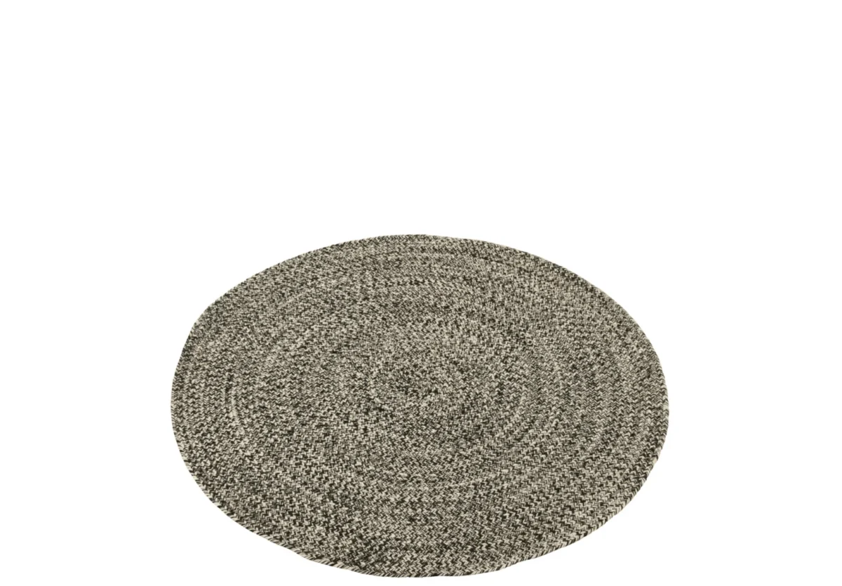Een klein Miami Outdoor vloerkleed in zwart en wit, tegen een witte achtergrond.