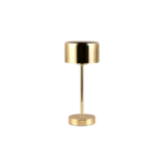 De REALITY Tafellamp JEFF heeft een modern gouden ontwerp met een cilindrische kap, slanke verticale steel en ronde metalen voet. De reflecterende afwerking en minimalistische stijl geven elke ruimte een elegante uitstraling.