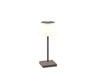 De Reality Tafellamp Sanchez is een moderne tafellamp met een slanke metalen voet, een slanke verticale steel en een witte, licht taps toelopende kap. Als de lamp aanstaat, straalt hij een zacht, sfeervol licht uit.