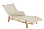 Ligstoel + Kussen Wit Plastic/Teak