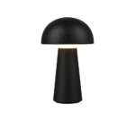 De REALITY Tafellamp LENNON is een moderne zwarte tafellamp met een koepelvormige kap en kegelvormige voet, die zacht warm licht uitstraalt en een stijlvol paddenstoel-geïnspireerd ontwerp heeft.