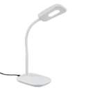 De REALITY Tafellamp BOA is een moderne witte LED-bureaulamp met een flexibele hals, rechthoekige voet en aanraakgevoelige aan/uit-knop. Aangesloten en ingeschakeld straalt hij helder licht uit zijn rechthoekige kop.