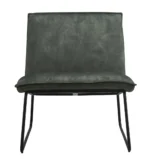 De Fauteuil James - Velvet Groen is een moderne accentstoel met een donkergroene fluwelen zitting en rugleuning, slanke zwarte metalen poten en een minimalistisch ontwerp, getoond vanaf de voorkant.