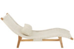 Ligstoel + Kussen Wit Plastic/Teak - Afbeelding 2