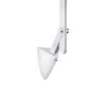 De TRIO Tafellamp Amsterdam is een moderne, minimalistische witte wandlamp met een slanke conische kap en verstelbare arm, afgebeeld tegen een effen witte achtergrond.