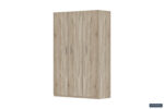 De Opbergkast 'Mike' 120 cm 3 deuren Sonoma (3c) is een lichte kast met houtafwerking met drie verticale deuren, zilveren handgrepen, subtiele houtnerfstructuur en een vlakke basis, afgebeeld tegen een witte achtergrond.