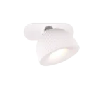 De REALITY Tafellamp MAXIMA is een moderne witte plafondlamp met een geribbelde, koepelvormige kap en een afgeronde rechthoekige fitting die een zachte verlichting biedt.