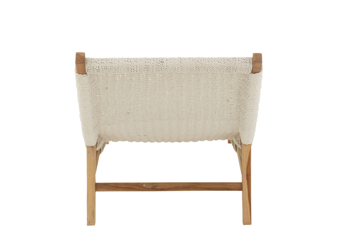 Ligstoel + Kussen Wit Plastic/Teak - Afbeelding 4