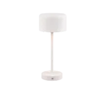 De REALITY Tafellamp JEFF is een minimalistische witte tafellamp met een cilindrische kap, rechte centrale steel en ronde voet met een kleine schakelaar. Het eenvoudige, moderne ontwerp past in elk hedendaags interieur.