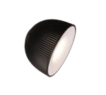 De REALITY Tafellamp MAXIMA is een moderne, zwarte, geribbelde, koepelvormige wand- of plafondlamp met een stralend wit interieur, afgebeeld tegen een witte achtergrond.