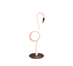 De REALITY Tafellamp INGO is een moderne tafellamp met een gloeiende, gebogen lichtbuis in de vorm van een treble clef, gemonteerd op een ronde zwarte voet.