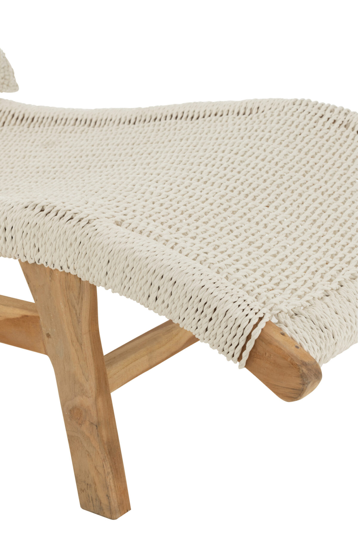 Ligstoel + Kussen Wit Plastic/Teak - Afbeelding 5