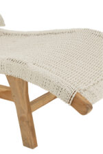 Ligstoel + Kussen Wit Plastic/Teak - Afbeelding 5