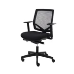 De Workliving Huiswerk Mesh - Bureaustoel Ergonomisch Design (N)EN 1335 is een moderne zwarte ergonomische bureaustoel met netrugleuning, zitkussens, armleuningen en vijf rollende zwenkwielen.