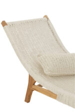 Ligstoel + Kussen Wit Plastic/Teak - Afbeelding 6