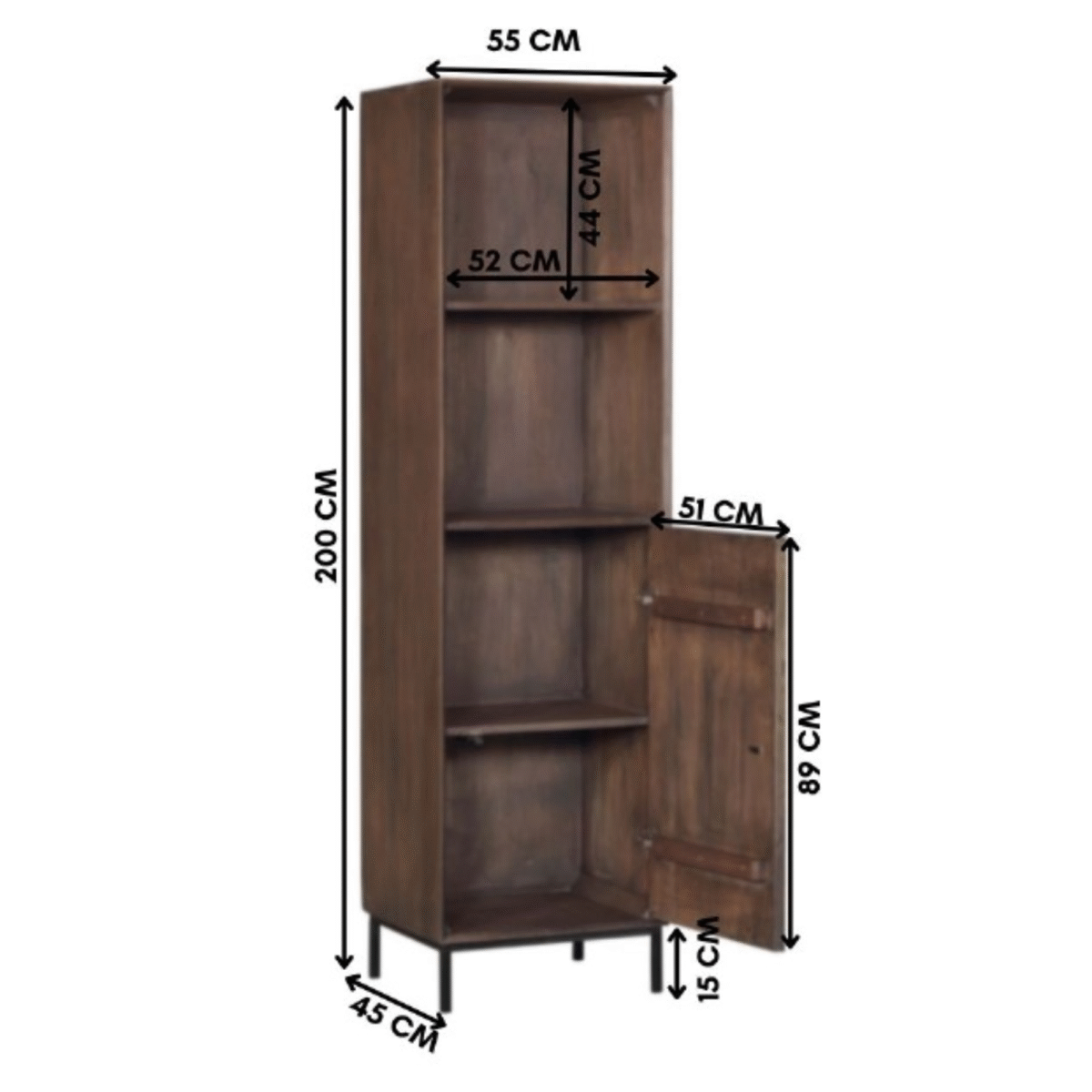 Boekenkast Madison Walnoot | 55 cm - Afbeelding 6