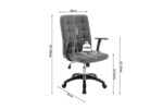 De Bureaustoel 'Luka' Grijs PU (1c) heeft armleuningen, een grijze PU-afwerking, rugleuninghoogte 56cm, zitdiepte 51cm, breedte 58cm, verstelbare zithoogte 45,5-54,5cm, totale hoogte 96-106cm en een maximaal draagvermogen van 130kg.
