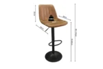 Barstoel 'Barcelona' PU Ote Topper 02 Cognac (2 per doos): Bruine barkruk met zwart onderstel en voetsteun. Verstelbare zithoogte: 59-80cm, totale hoogte: 89-110cm, breedte zitting: 43cm, diepte: 36cm, rugleuning: 36cm. Max. belasting: 150kg.