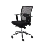 De Workliving Projectas V1 Mesh - Bureaustoel Ergonomisch Design (N)EN 1335 is een moderne zwarte bureaustoel met een netrugleuning, een zachte zitting, verstelbare armleuningen en een verchroomd onderstel met vijf wielen.