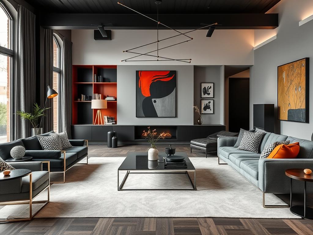 Moderne woonkamer met designmeubels en strakke afwerking