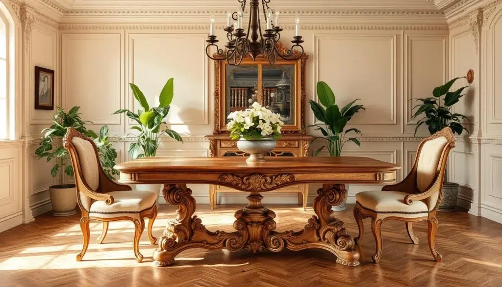 klassieke eettafel met ornamenten klassieke eettafel met ornamenten