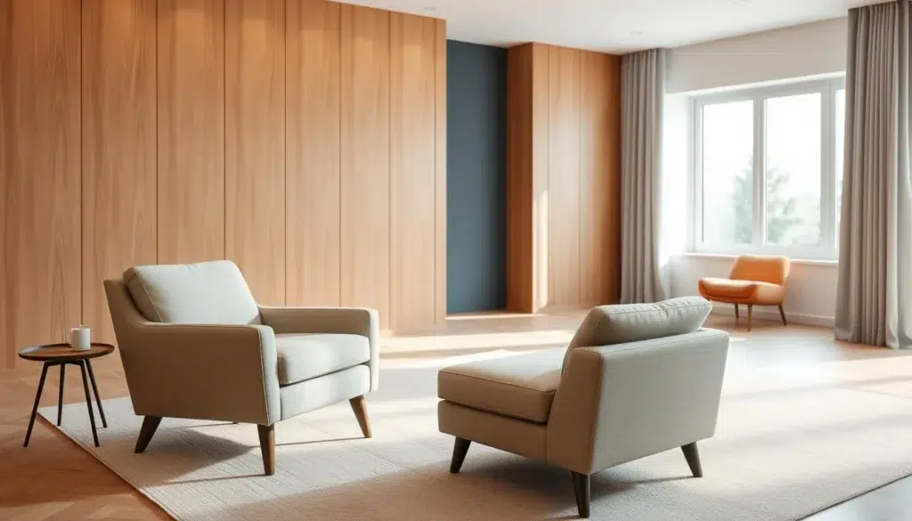 mid century stoel in moderne woonkamer